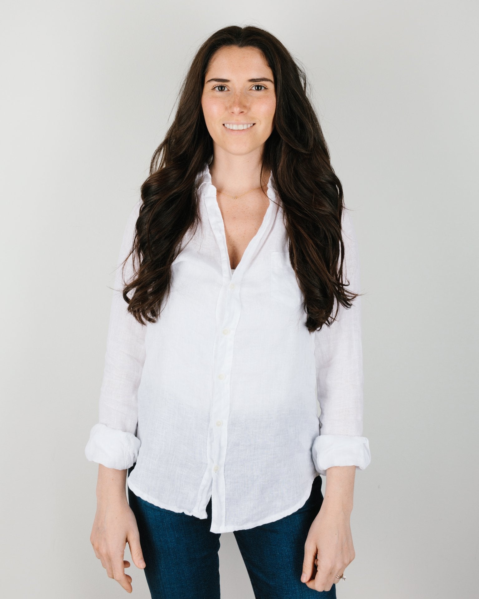 Sloane Blouse in White Linen
