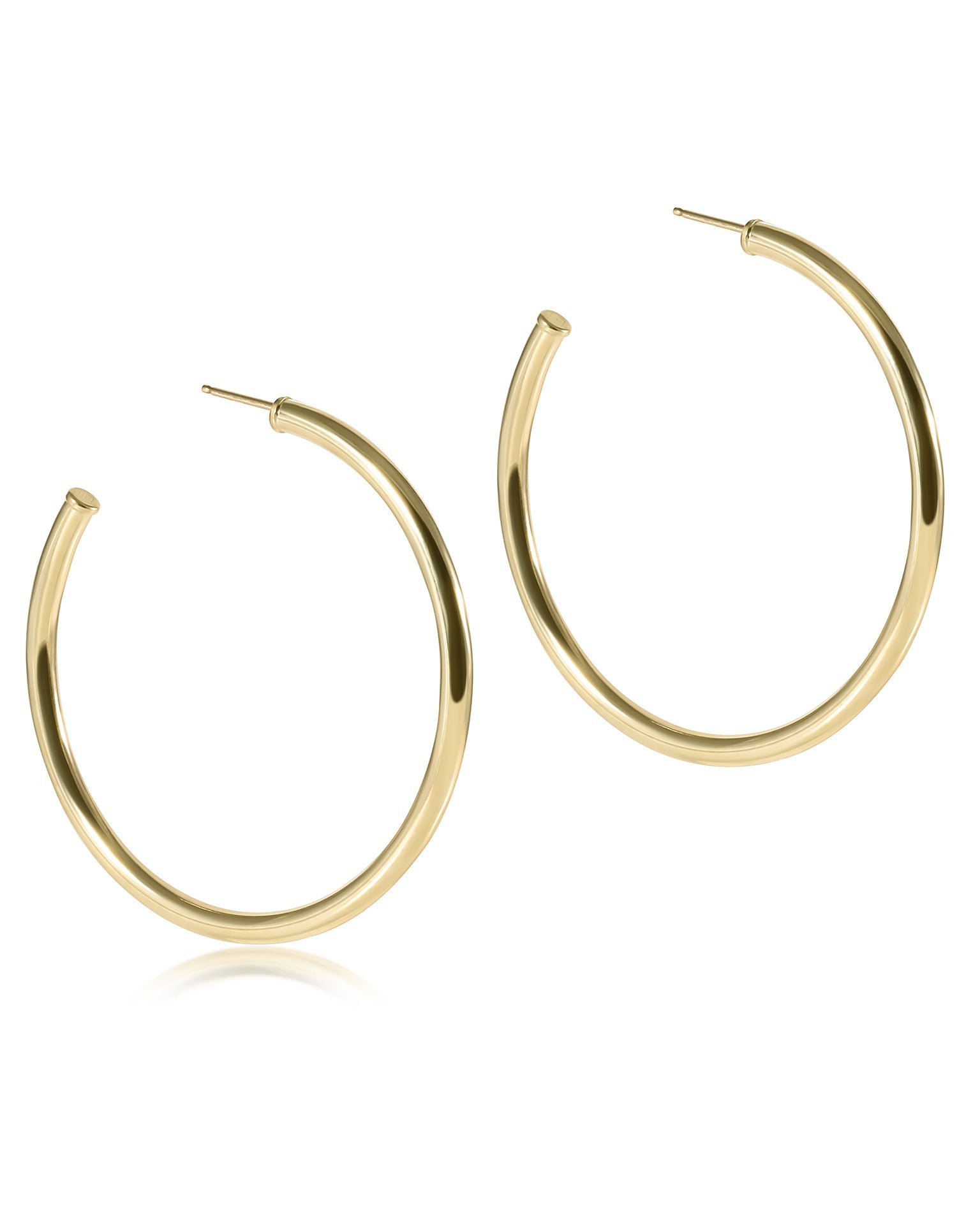 Round Gold 2" Post Hoop - 3mm - Smooth