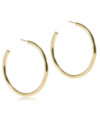 A pair of enewton Round Gold 2" Post Hoop earrings (3mm, Smooth) is displayed on a white background, each featuring a thin post for fastening.