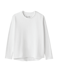 The Frank & Eileen Anna Long Sleeve Fleece Capelet in White features a crew neckline, relaxed fit, and slightly curved hem, shown on a white background.