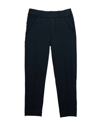 A pair of Frank & Eileen Murphy Pant in British Royal Navy, featuring a straight-leg cut, flat front, belt loops, and side pockets—combining the refined style of trousers with the comfort of leggings, shown laid flat on a white background.