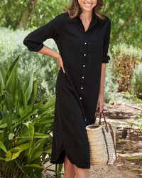 Frank & Eileen Rory Dress in Black Distressed Famous Denim