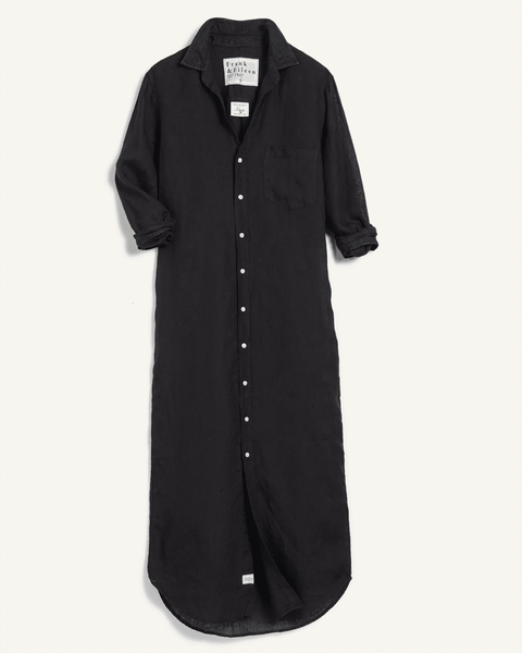 Frank & Eileen Rory Woven Long Dress in Black Linen - Bliss Boutiques
