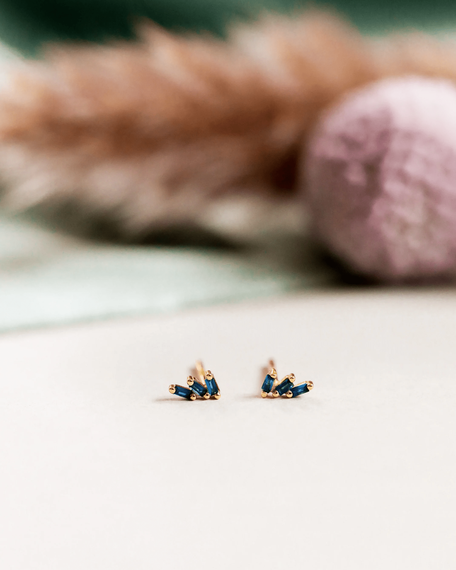 JaxKelly Jewelry Sapphire Sapphire Offset Trio Stack Earrings