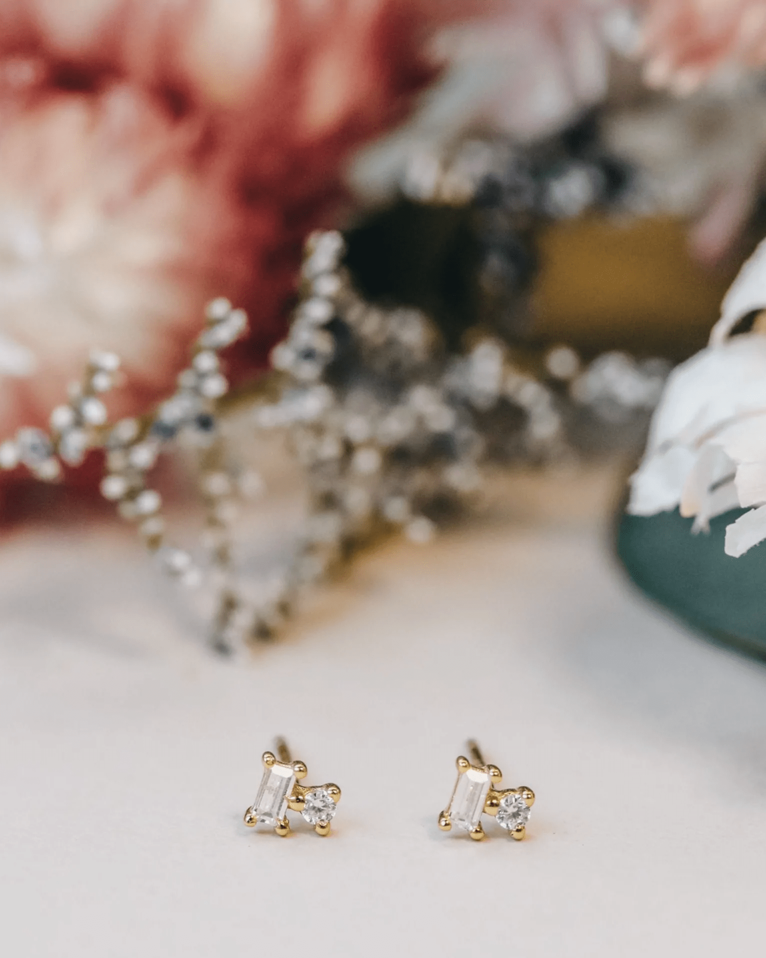 JaxKelly Jewelry Crystal Socialite Double Stud Stack Earrings