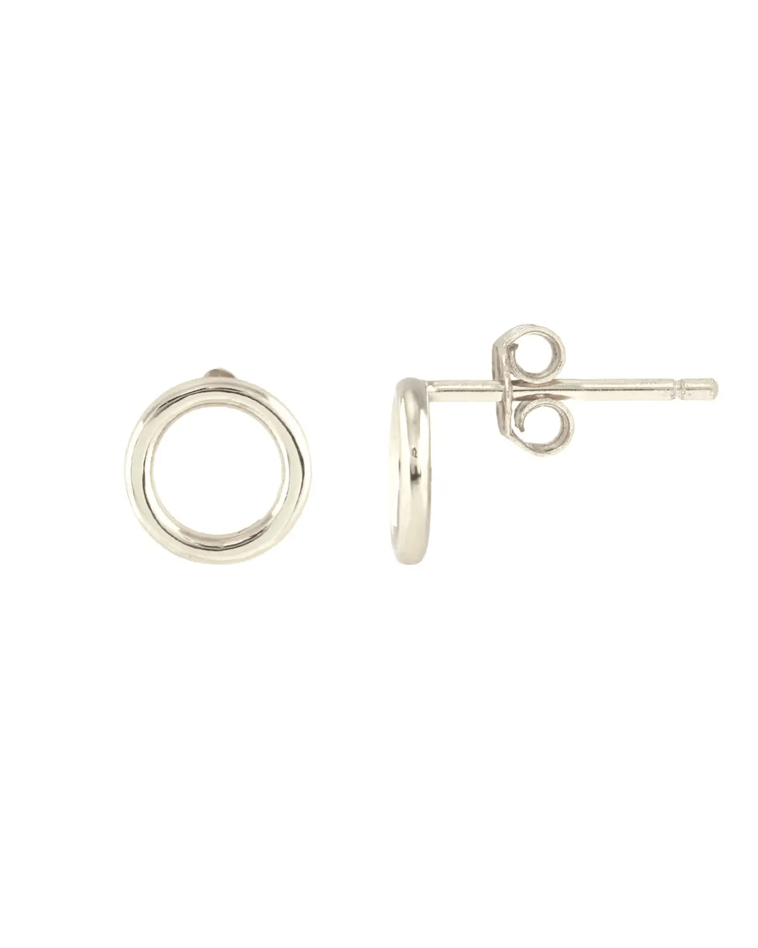 Kris Nations Circle Outline Stud Earrings in Sterling Silver