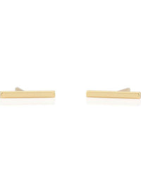 Dash Earrings in Gold by Kris Nations: minimalist 18k gold vermeil bar stud earrings with a simple horizontal dash design, shown against a white background.