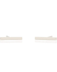 Kris Nations Dash Earrings in Silver—a minimalist pair crafted in polished sterling silver, shown on a white background.