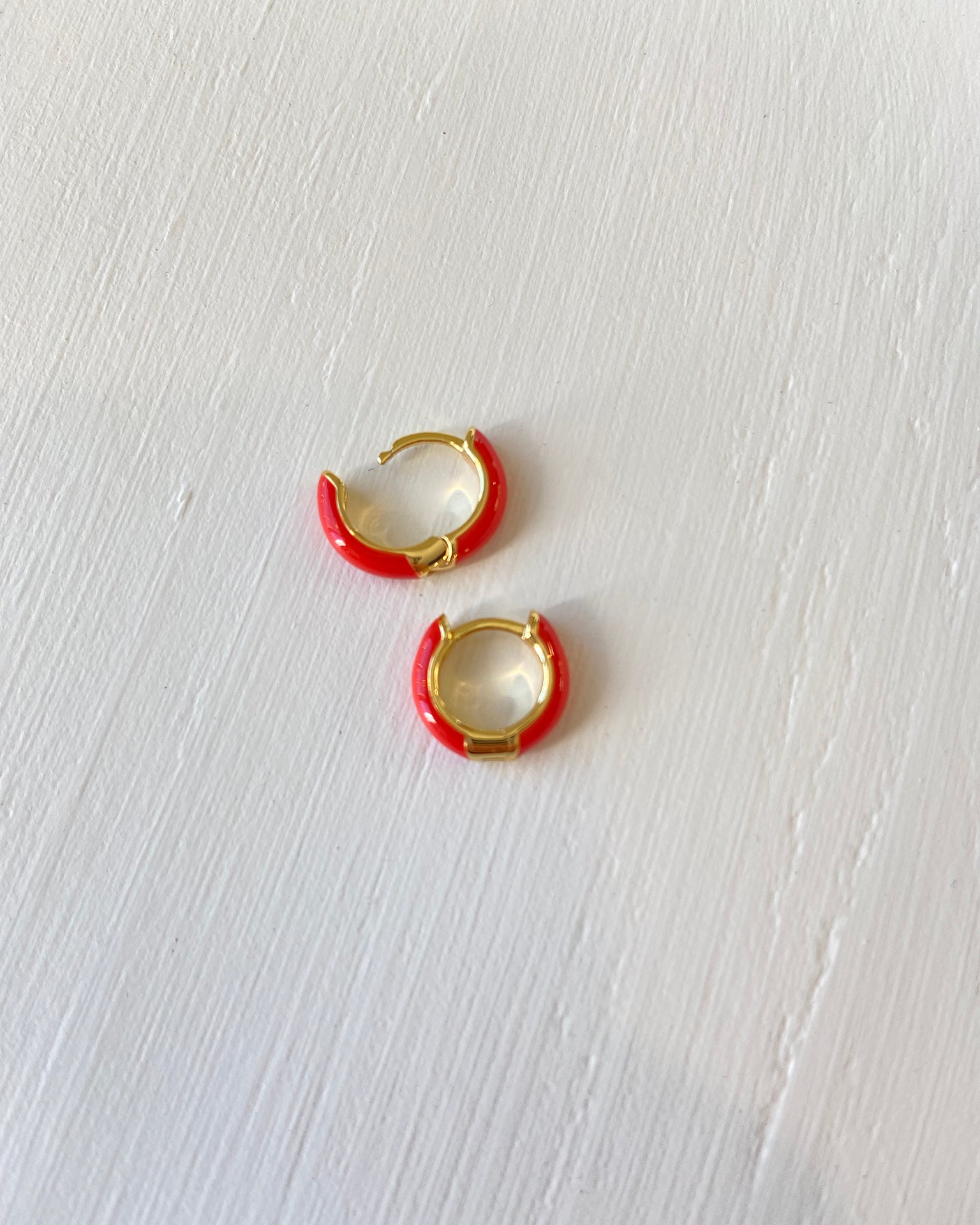 Kris Nations Enamel Huggie Hoops in Red