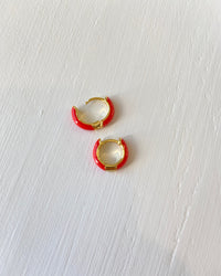 Kris Nations Enamel Huggie Hoops in Red