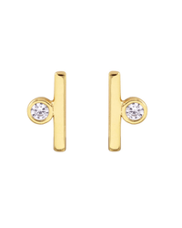 Kris Nations Jewelry Gold Gold Bar with Crystal Stud Earrings