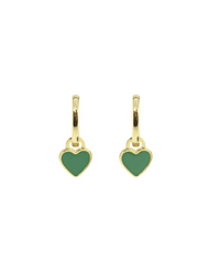 Kris Nations Heart Enamel Huggie Hoop Earrings in Green