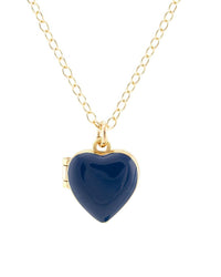 Kris Nations Heart Enamel Locket in Cobalt Blue