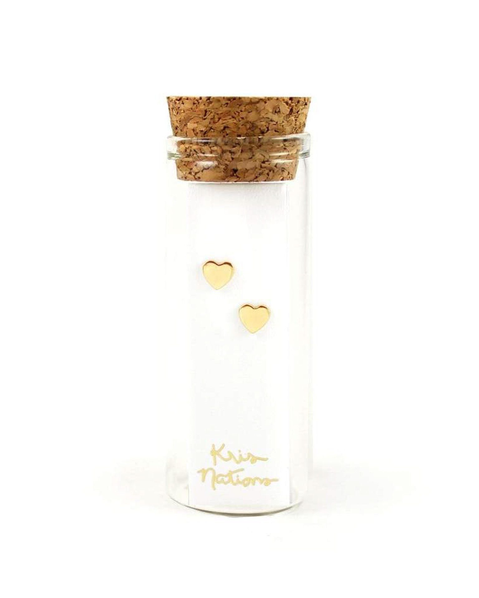 Kris Nations Heart Studs in Gold