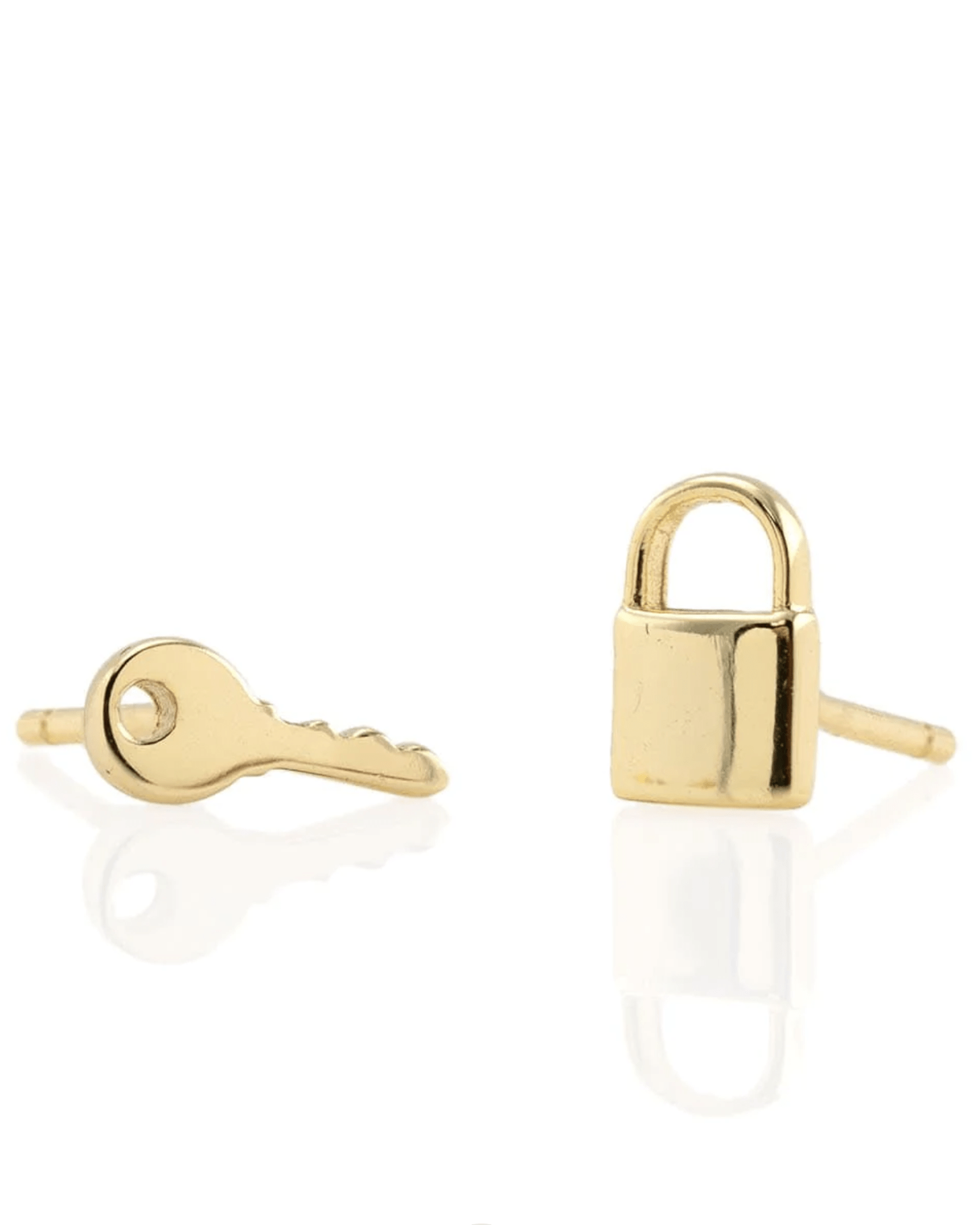 Kris Nations Lock & Key Stud Earrings in 18K Gold