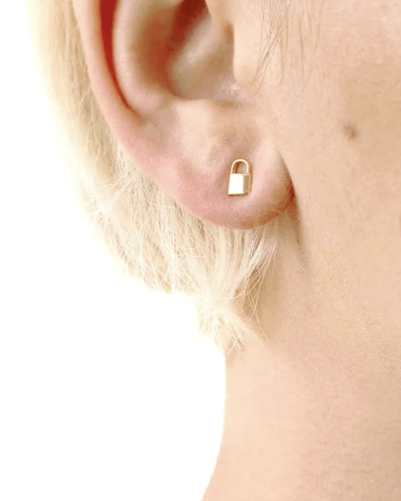 Kris Nations Lock & Key Stud Earrings in 18K Gold