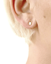 Kris Nations Lock & Key Stud Earrings in 18K Gold