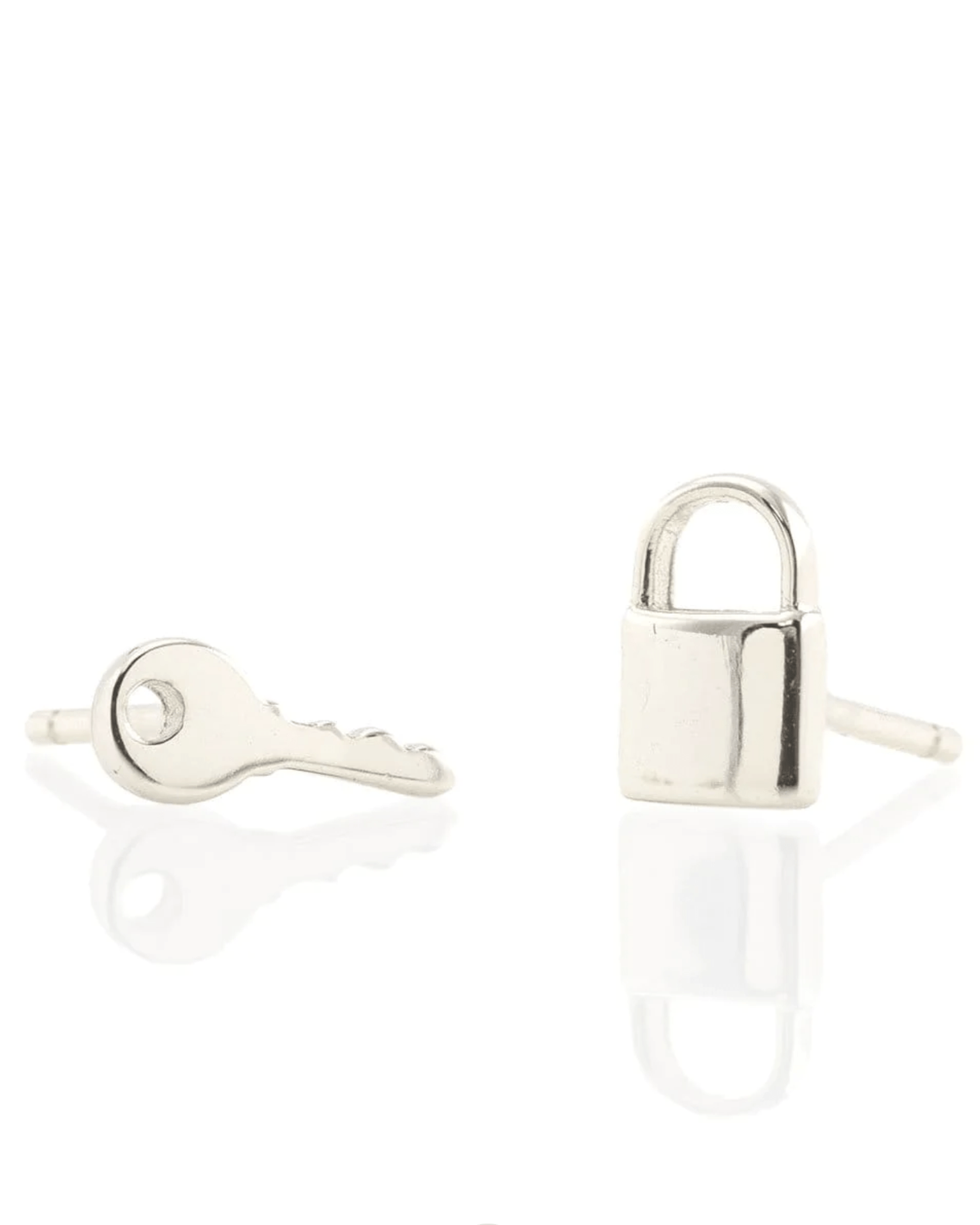 Kris Nations Lock & Key Stud Earrings in Sterling Silver