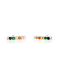 Kris Nations Rainbow Bar Dash Pave Stud in Silver
