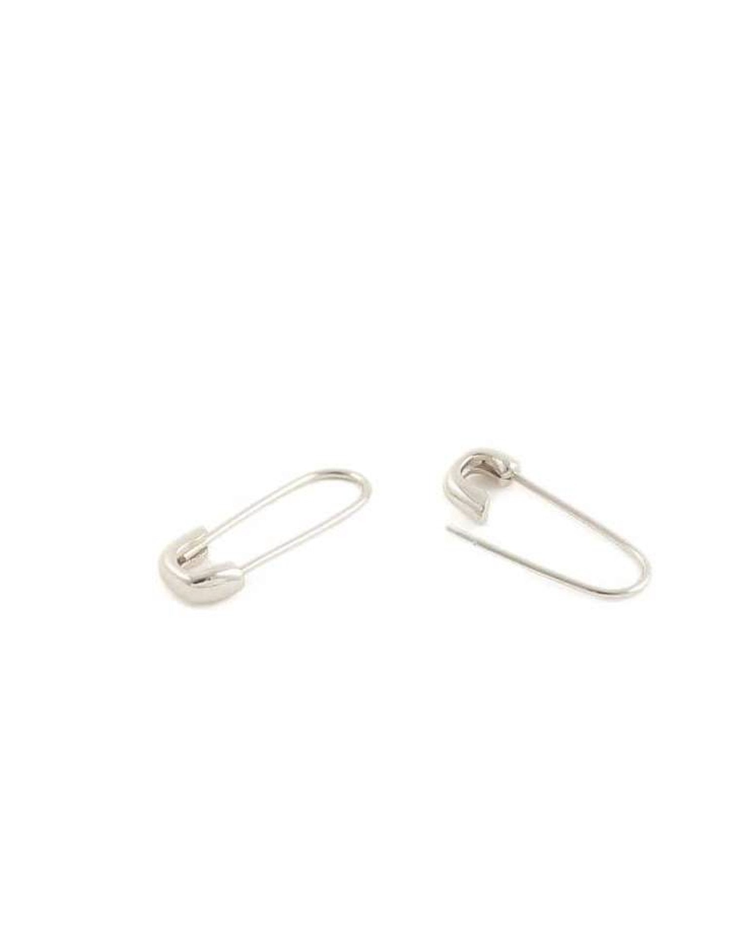 Kris Nations Safety Pin Hoops in Silver