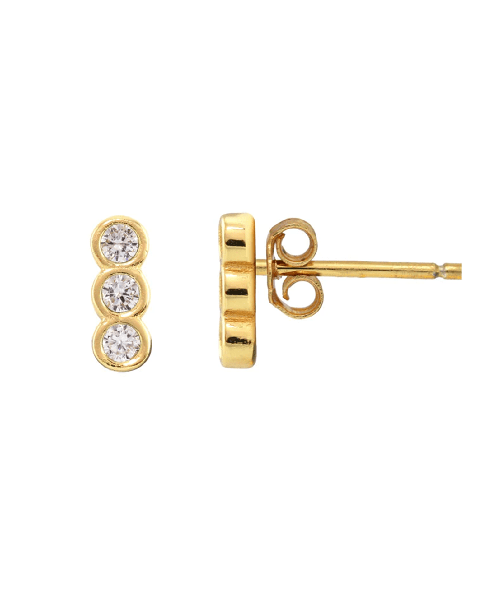Kris Nations Triple Bezel Crystal Stud Earrings in Gold & Crystal