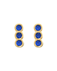 Kris Nations Triple Bezel Crystal Stud Earrings in Gold & Sapphire