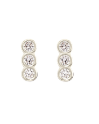 Kris Nations Triple Bezel Crystal Stud Earrings in Silver & Crystal