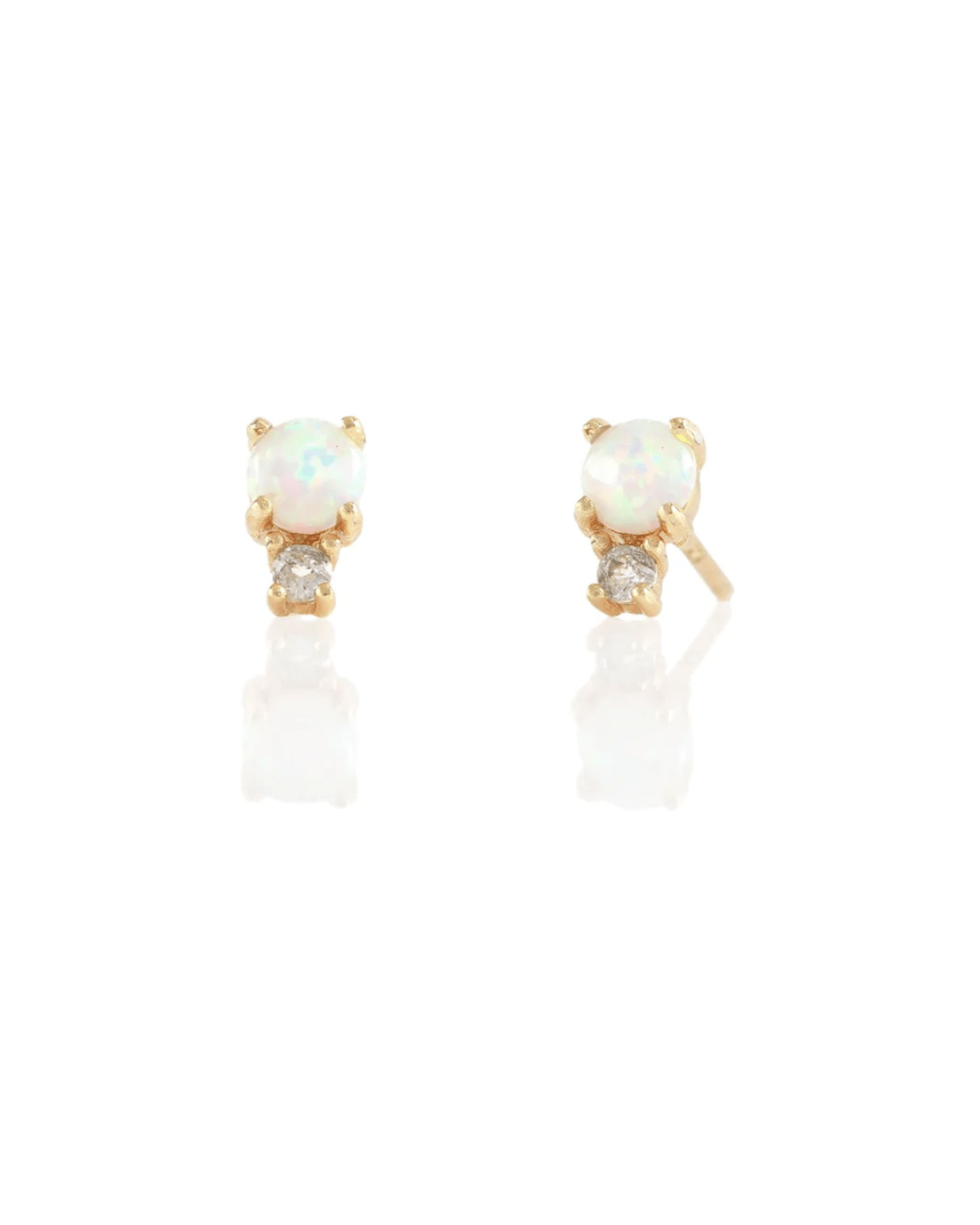 Kris Nations Two Stone Stud Earrings in Opal & White Topaz