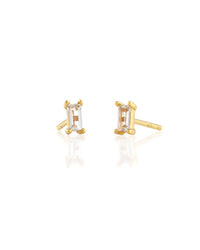 Kris Nations Jewelry 18K Gold Vermeil White Topaz Baguette Stud in Gold
