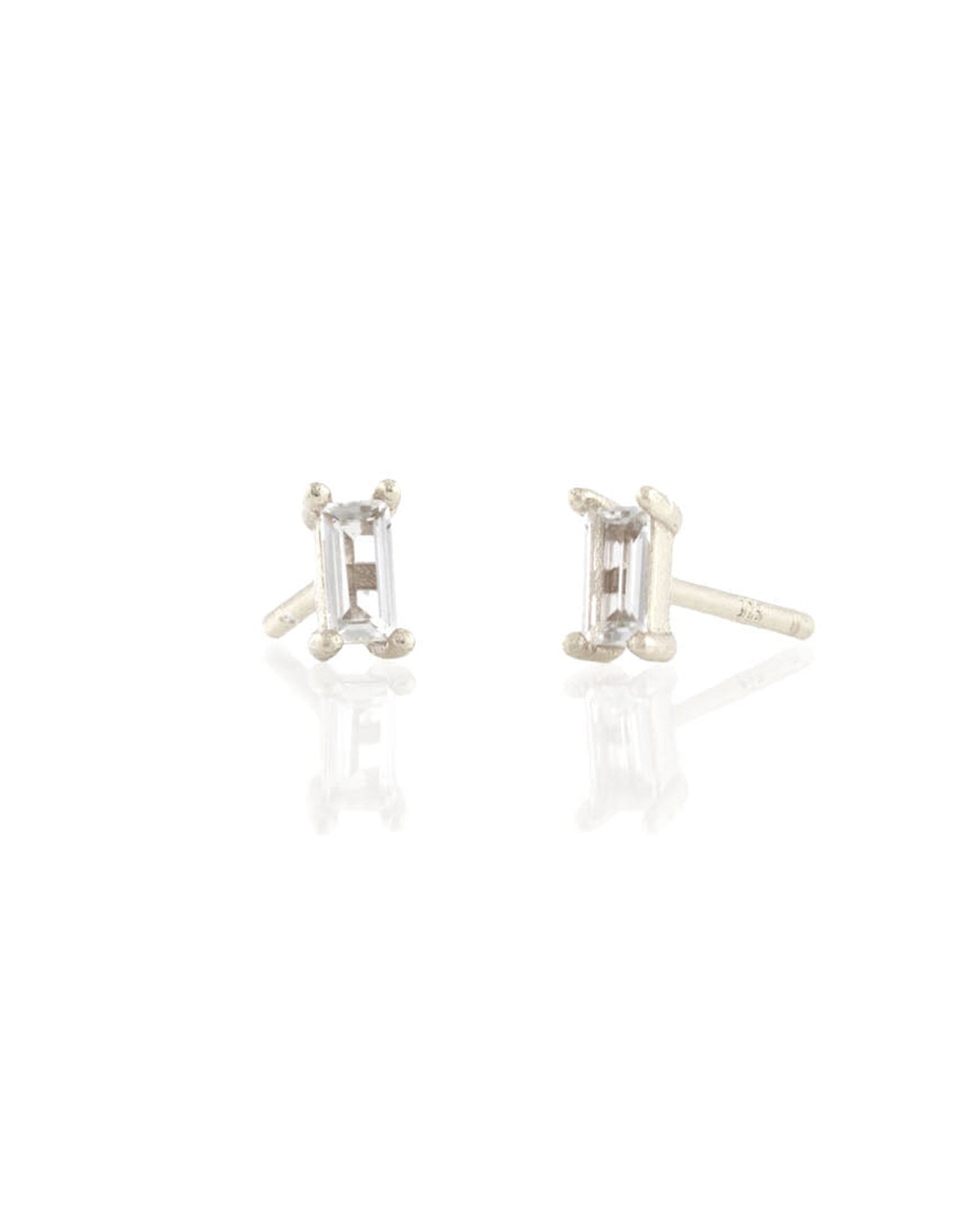 Kris Nations White Topaz Baguette Stud in Silver