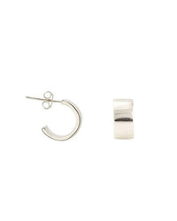Kris Nations Wide Huggie Hoops in Silver