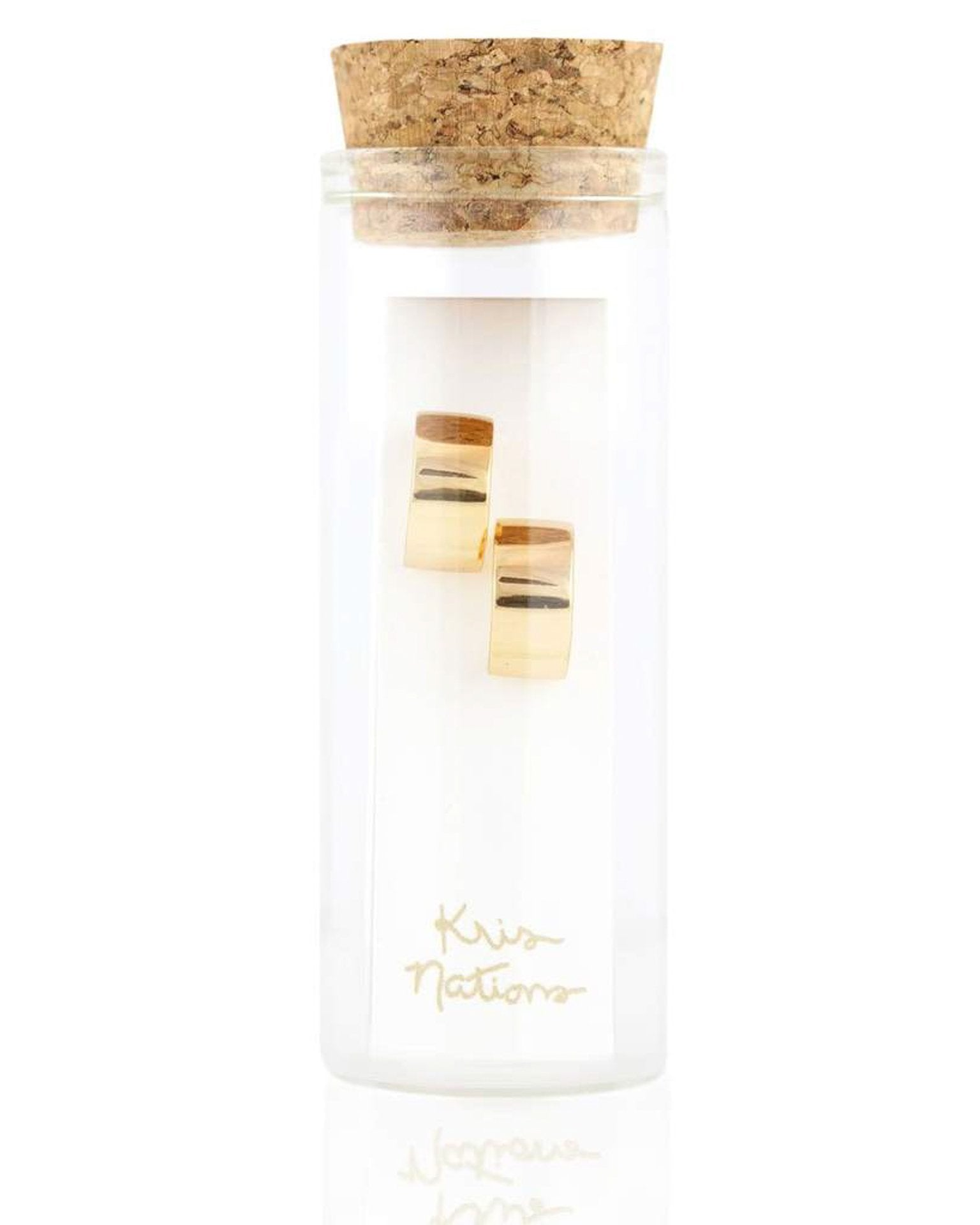 Kris Nations Wide Huggie Hoops in Silver