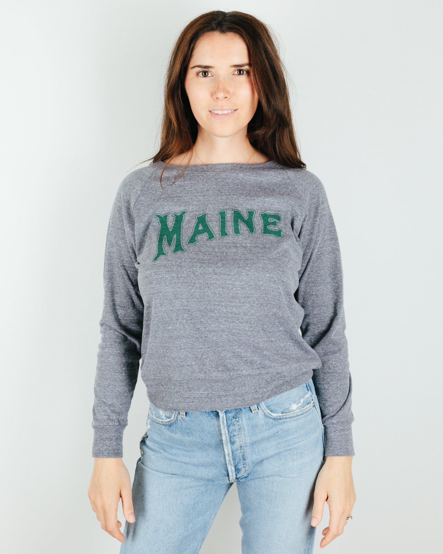 Milo in Maine Camp Maine Raglan Pullover in Athletic Gray