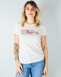 Milo in Maine Lobster Short Sleeve Crew in Off White