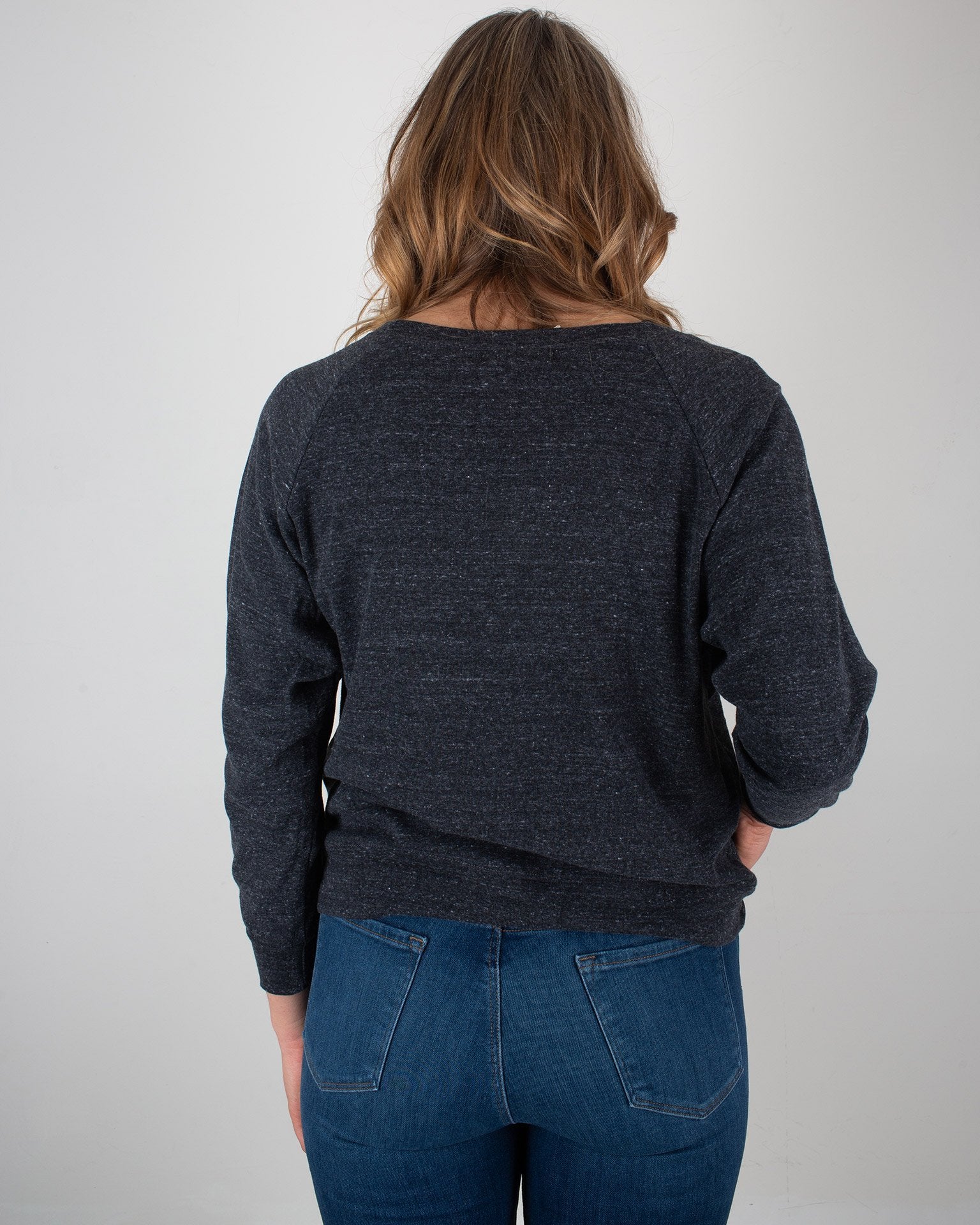 Milo in Maine Script Maine Raglan Pullover in Dark Gray