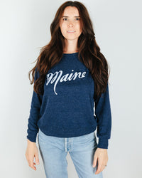 Milo in Maine Script Maine Raglan Pullover in Navy