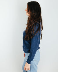 Milo in Maine Script Maine Raglan Pullover in Navy