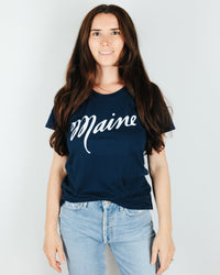 Milo in Maine Script Maine S/S Organic Cotton Tee in Navy