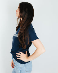 Milo in Maine Script Maine S/S Organic Cotton Tee in Navy