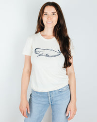 Milo in Maine Whale Short Sleeve Crew in Off White