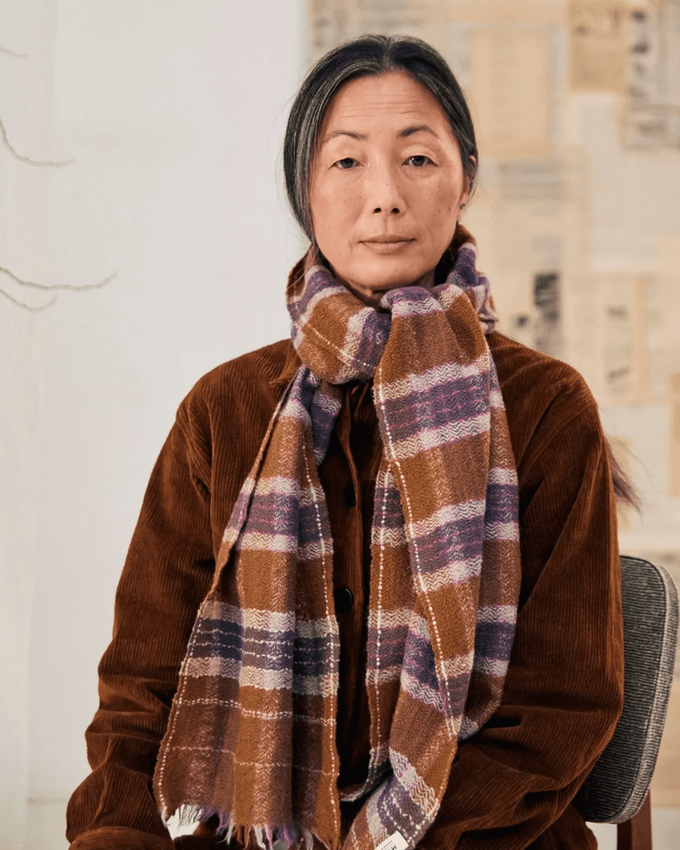 No 642 Wool Plaid Scarf in Wood