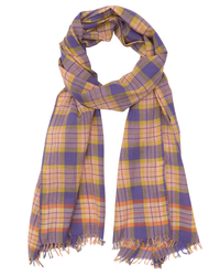Moismont Varied Plaid Scarf in Pansy Blue