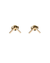 The Lucky Mini V Posts in Gold by Nashelle are 14K gold filled chevron-shaped earrings with butterfly backings, shown on a white background. These minimalist studs are perfect for everyday elegance.