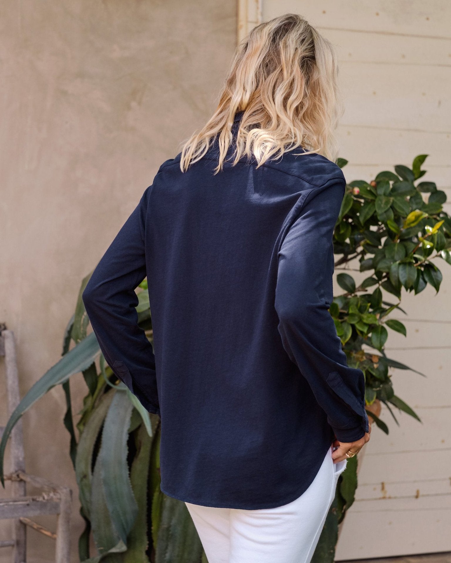 Frank & Eileen Eileen Knit Button Up in British Royal Navy