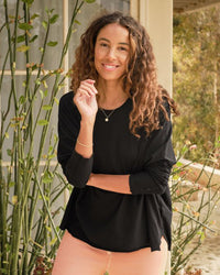 Frank & Eileen Anna LW Long Sleeve Capelet in Black