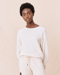the Great The College Sweatshirt in Washed White