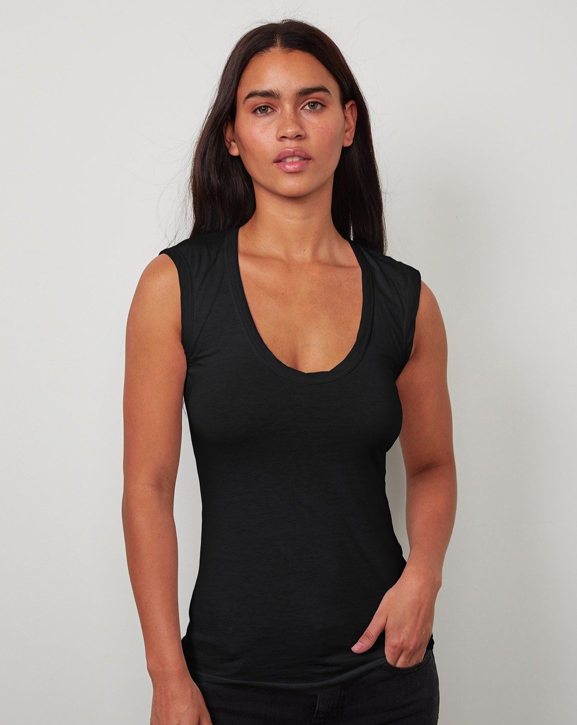 Velvet by Graham & Spencer Estina Scoop Neck Tank Top in Black