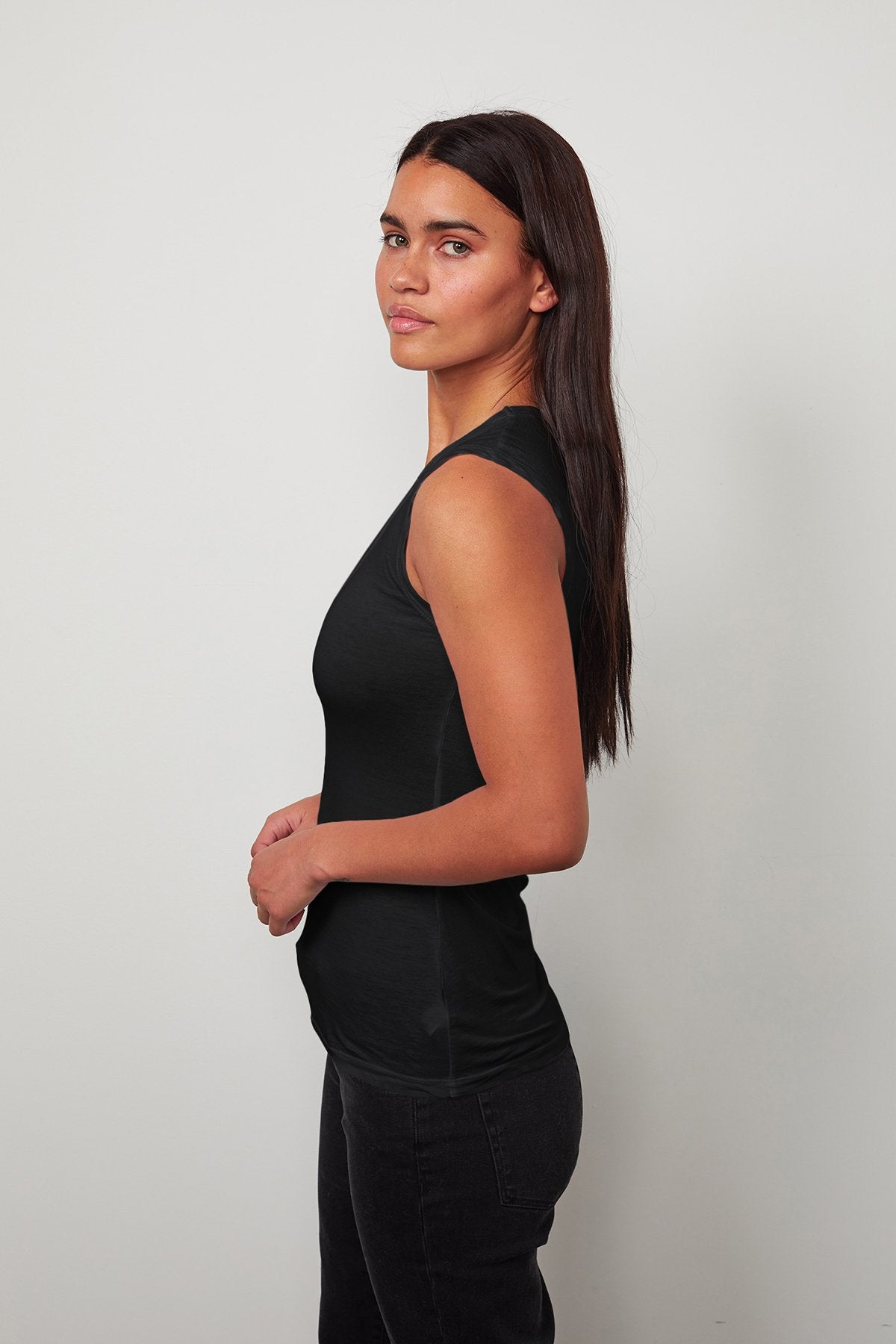 Velvet by Graham & Spencer Estina Scoop Neck Tank Top in Black