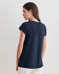 Velvet by Graham & Spencer Kira Scoop Neck Tee in Bluechip