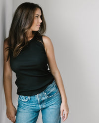 Velvet by Graham & Spencer Maxie Muscle Rib Tank in Black